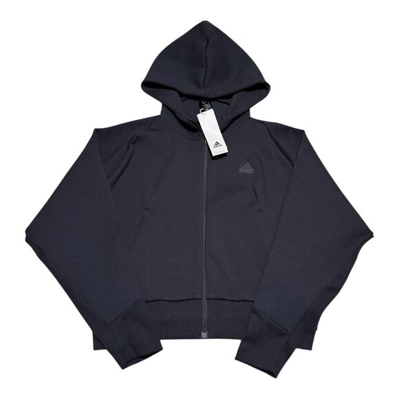 NWT Adidas‎ ZNE Full Zip Black Oversized Hoodie Sweatshirt Women’s Medium - Picture 1 of 9